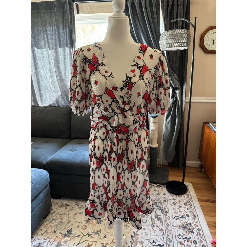 NWT KARL LAGERFELD PARIS Women's Crinkle-Chiffon Printed Dress Size 16 - Picture 2 of 7